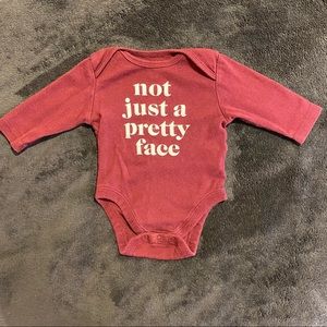 Old Navy Burgundy Baby Girl Not Just A Pretty Face Bodysuit 0-3 Months